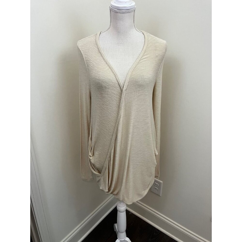 We the Free Beige Faux Wrap Long Sleeve Top Size PS